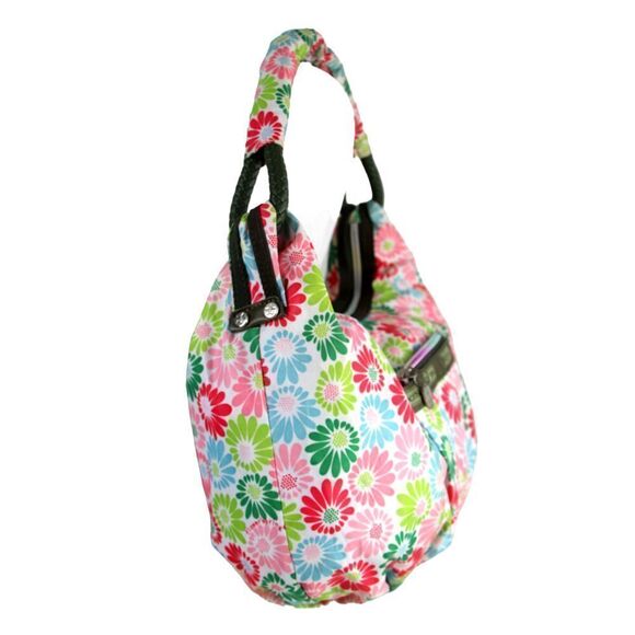 Le SportSac MULTICOLOR NYLON CANVAS FLOWER PRINT SHOULDER BAG HANDBAG HOBO PURSE - Picture 3 of 16